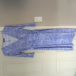 NWT Lavender and white faux wrap dress with attached tie